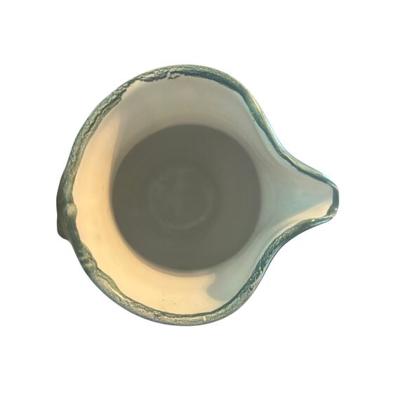 Vintage Berkshire Pottery Hand Painted Pitcher Green Flowers Handle 6" - Picture 3 of 6